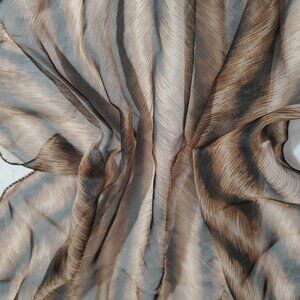 Vintage Scarf Black Brown Tiger Stripe Chiffon Head Neck Purse 19" Square